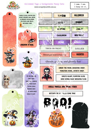 Halloween Backgrounds and Tags Fussy Cut Set