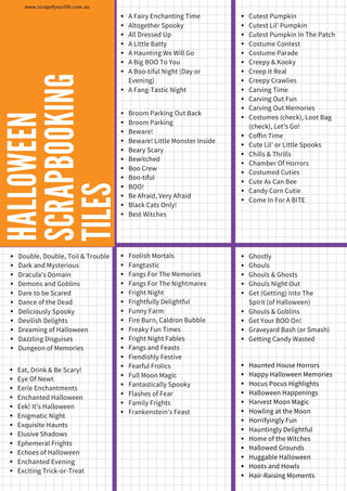 Printable Halloween Title Ideas - Scrap Of Your Life 