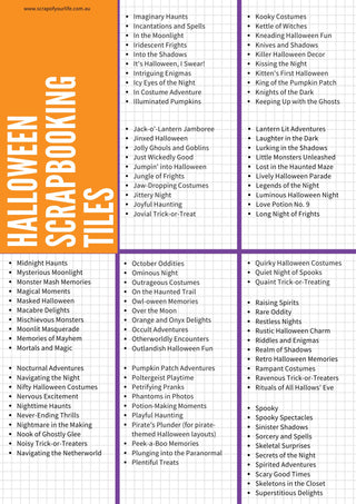 Printable Halloween Title Ideas - Scrap Of Your Life 