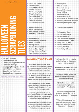 Printable Halloween Title Ideas - Scrap Of Your Life 