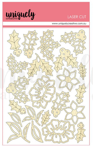 Uniquely Creative Christmas Wishes Holly Laser Cut Stickers - Scrap Of Your Life 