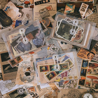 IEEBEE Paper & Washi Sticker Junk Journaling Supply Pack Time Memories