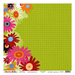 Cherry Arte Girl Power Candy Flowers 12x12 Double Sided Paper