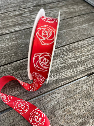 Ribbon Disney Princess Collection Polyester Ribbon Red / White Rose - Scrap Of Your Life 