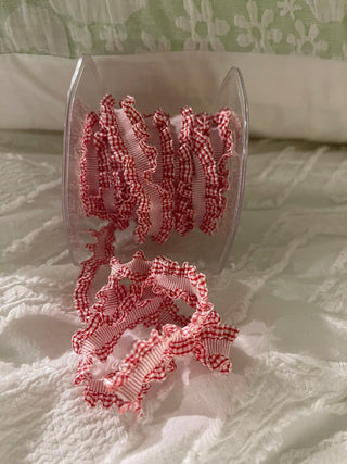Ribbon - Red and White Ruffles Gingham - Scrap Of Your Life 