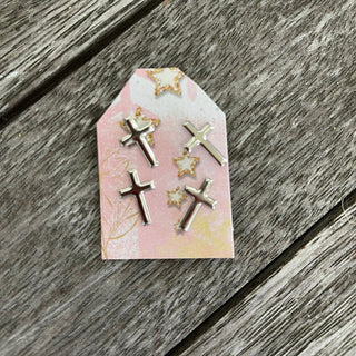Christmas Brads - Silver Crosses - Scrap Of Your Life 