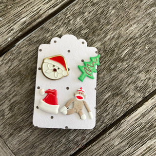 Christmas Brads - Santa Hat, Tree, Sock Monkey, Santa Face - Scrap Of Your Life 