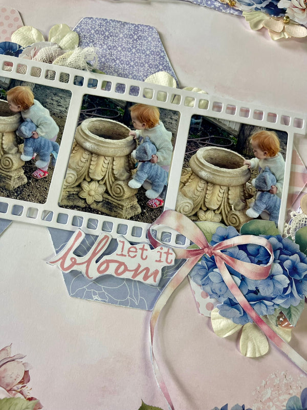 Uniquely Creative Indigo Bloom 12x12 Layout Kit (Plus 2 Cards & 2 Mini 6x6 Layouts) - Scrap Of Your Life 