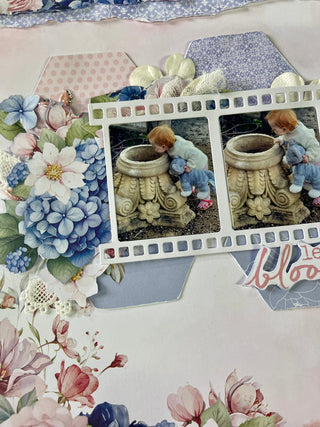 Uniquely Creative Indigo Bloom 12x12 Layout Kit (Plus 2 Cards & 2 Mini 6x6 Layouts) - Scrap Of Your Life 