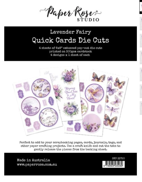 Paper Rose Lavender & Fairies 6x8 Quick Cards Die Cuts