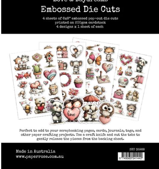 Paper Rose Love & Daydreams Embossed Die Cuts