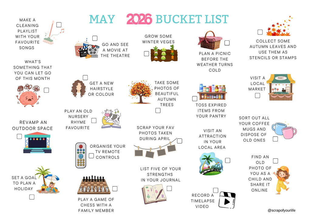 May 2026 Bucket List Free Printable - Scrap Of Your Life 