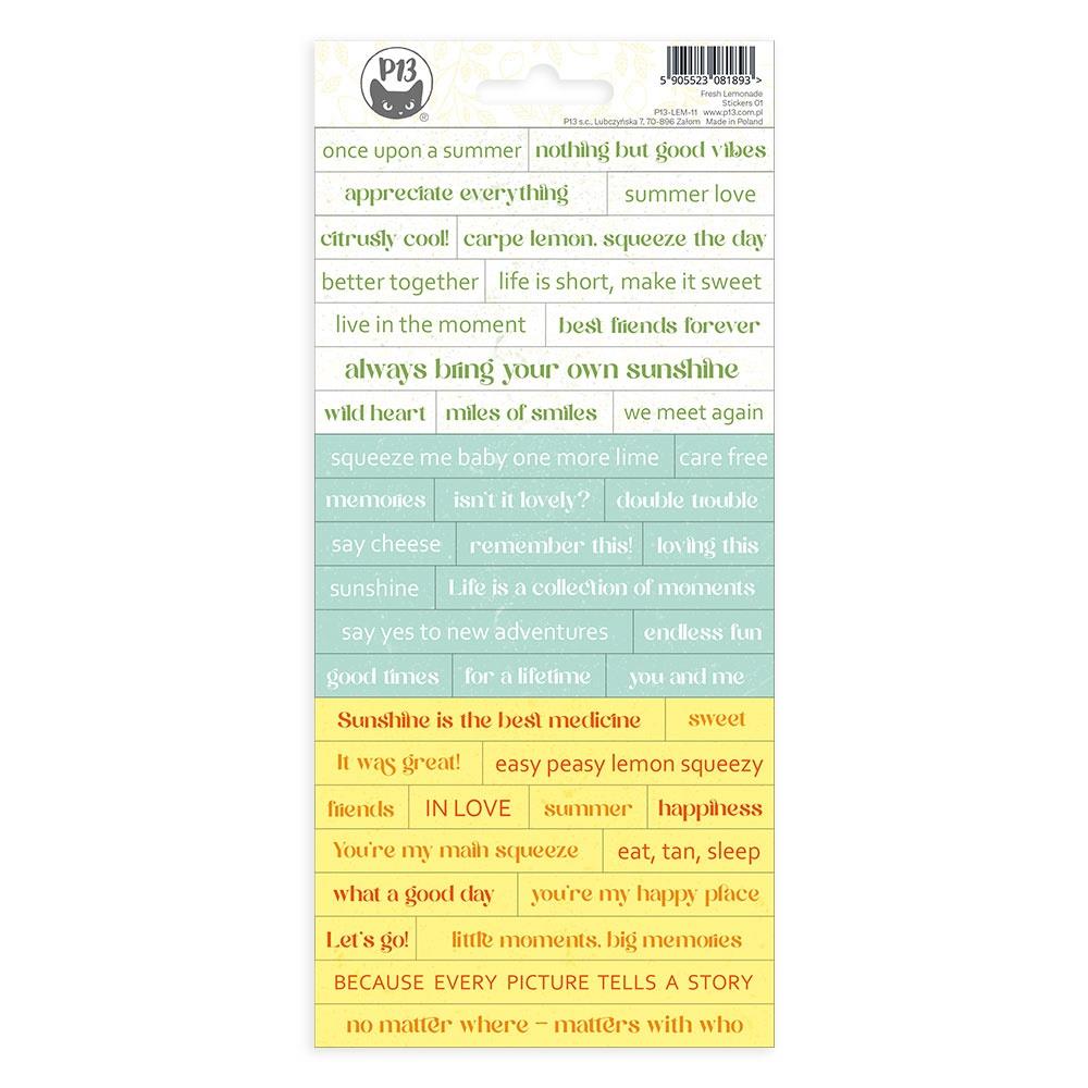 P13 - Fresh Lemonade Cardstock Stickers - Scrap Of Your Life 