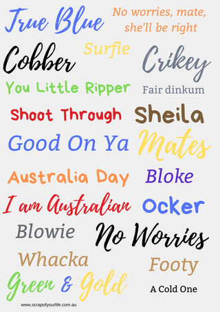 Australia Day Slang Cut-A-Part Sayings - Scrap Of Your Life 