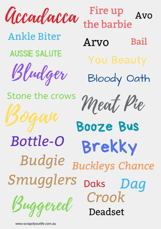 Australia Day Slang Cut-A-Part Sayings - Scrap Of Your Life 