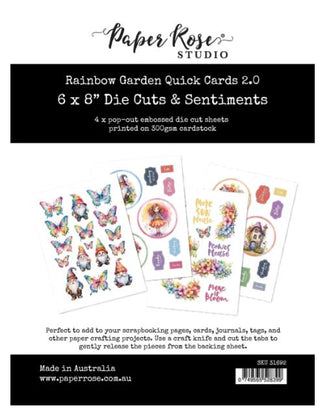 Paper Rose Rainbow Garden Quick Cards 6 x 8 Die Cuts & Sentiments - Scrap Of Your Life 