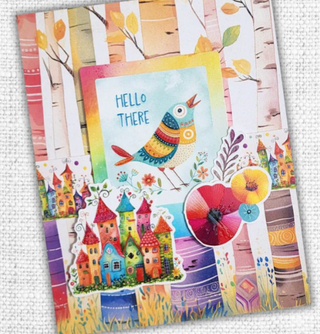 Paper Rose Rainbow Village 6x8" Birds Embossed Die Cuts - Scrap Of Your Life 