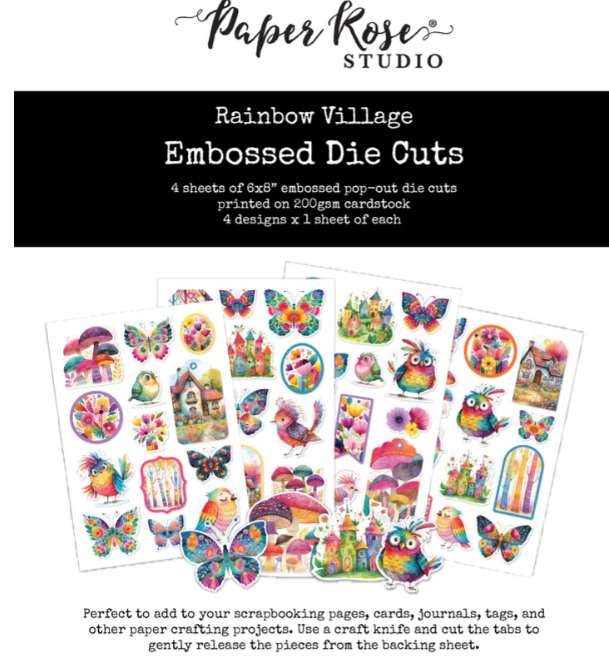 Paper Rose Rainbow Village 6x8" Embossed Die Cuts - Scrap Of Your Life 