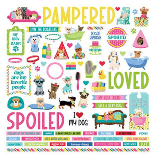 SEO Title: PhotoPlay Pampered Pooch 12x12 Stickers | Dog Scrapbooking