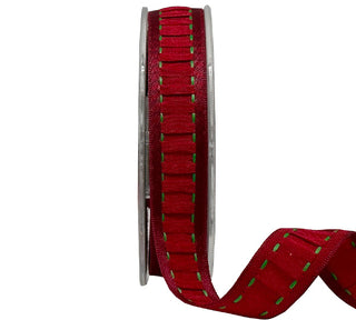 Barama Ribbon - Rouch Red Satin Stitched Ribbon - Scrap Of Your Life 