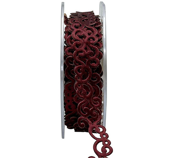 Barama Ribbon - Filigree Trim Burgundy - Scrap Of Your Life 