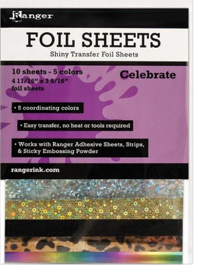 Ranger Shiny Foil Transfer Foil Sheets Celebrate - Scrap Of Your Life 