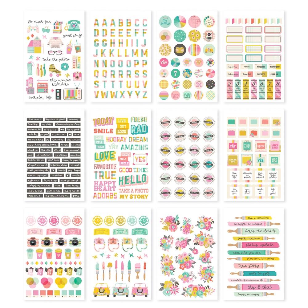 Simple Stories - True Colours Sticker Book 12 Sheets - Scrap Of Your Life 