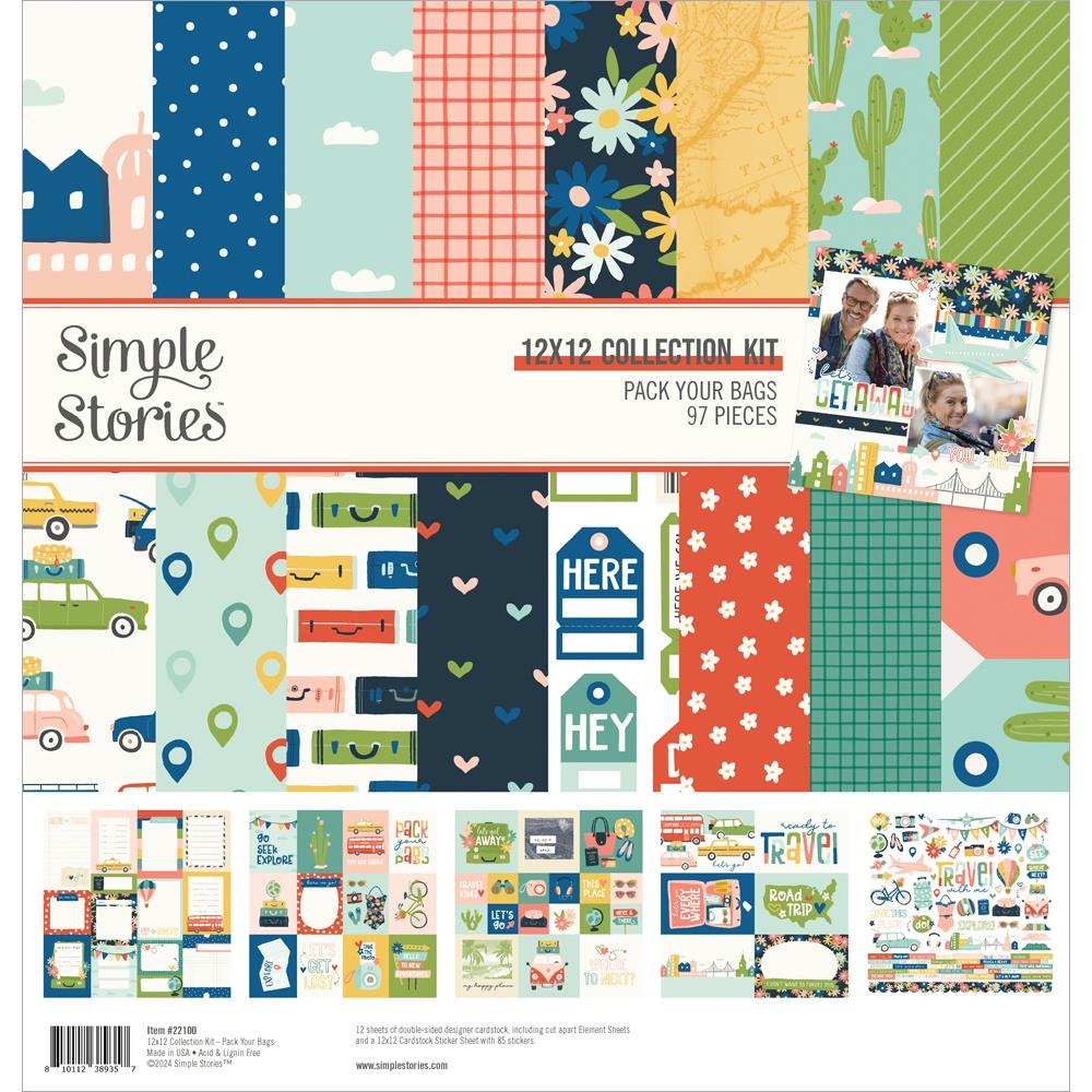 Simple Stories - Pack Your Bags 12x12 Paper Pack - Scrap Of Your Life 