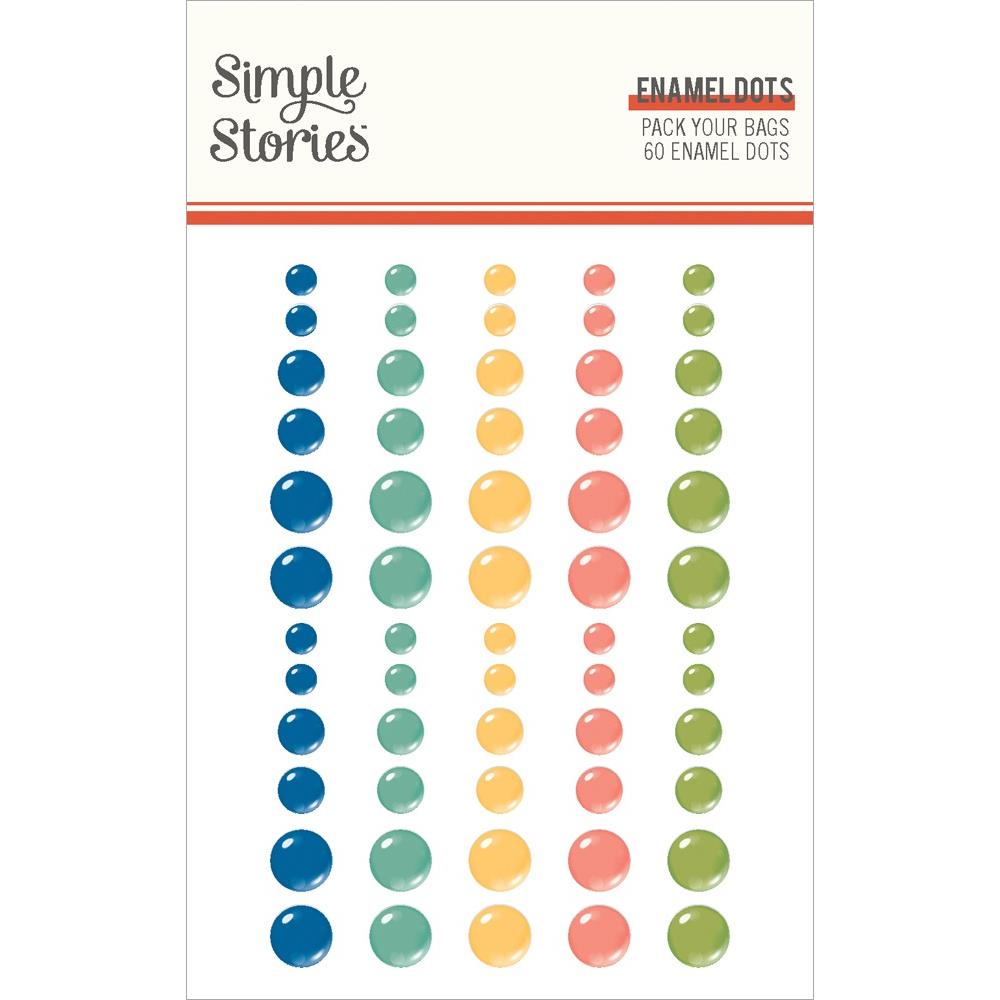 Simple Stories - Pack Your Bags Enamel Dots - Scrap Of Your Life 