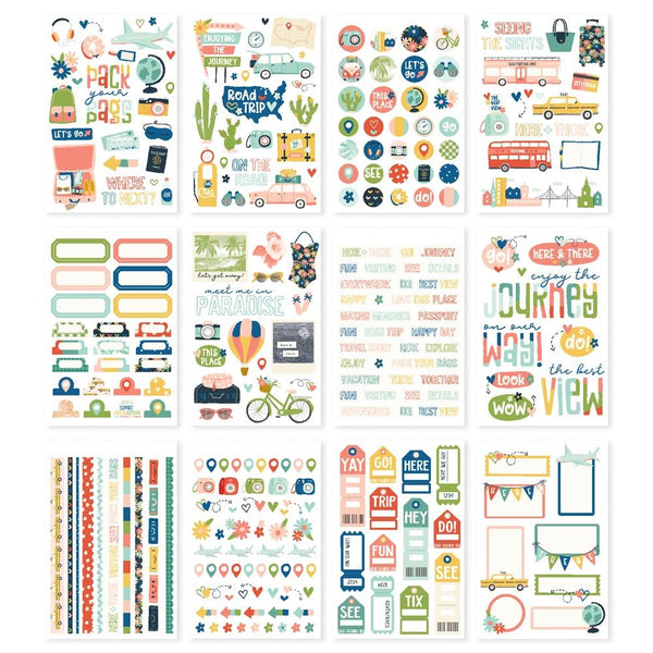 Simple Stories - Pack Your Bags Sticker Book 12 Sheets - Scrap Of Your Life 