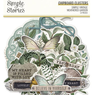 Simple Vintage Weathered Garden Chipboard Clusters - Scrap Of Your Life 