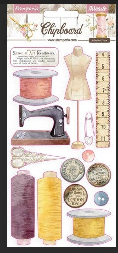 Stamperia - School of Art Needlework - Adhesive Chipboard - Scrap Of Your Life 