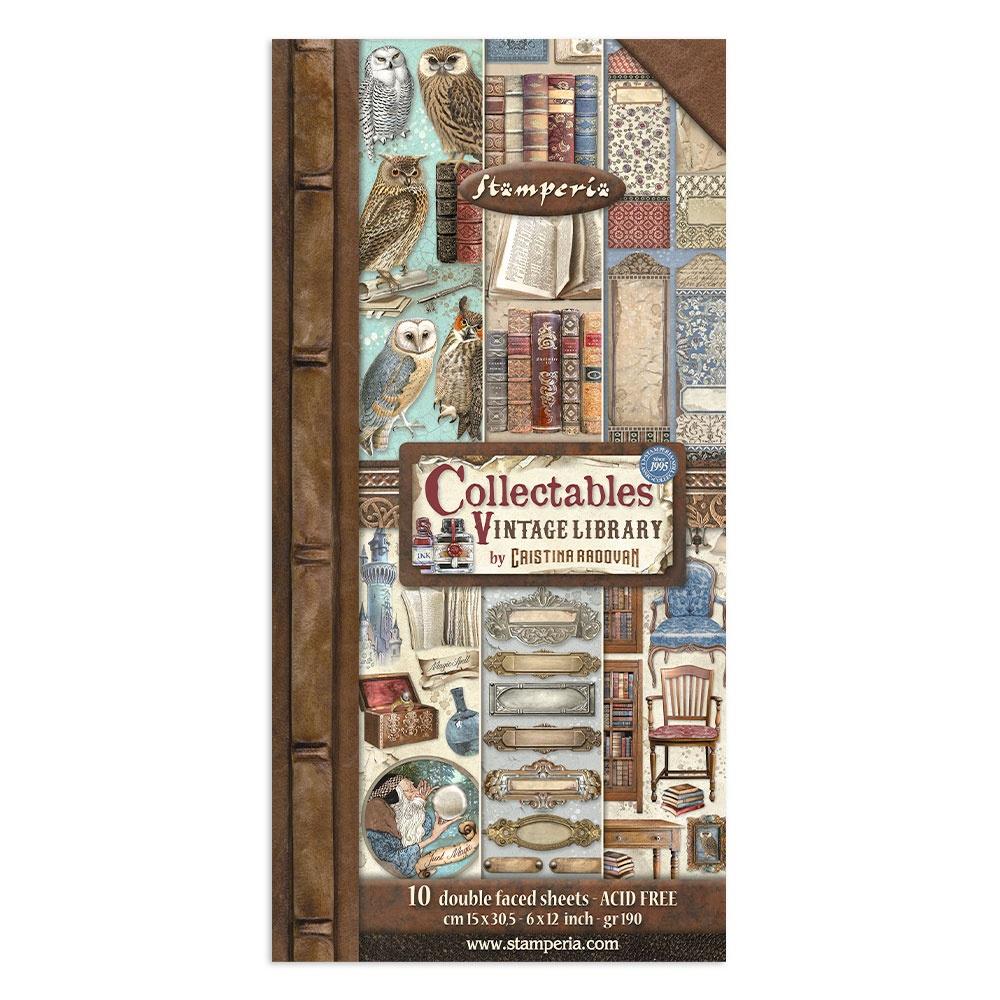 Stamperia - Double-Sided Paper Pad 6"x12" - Vintage Library - Scrap Of Your Life 