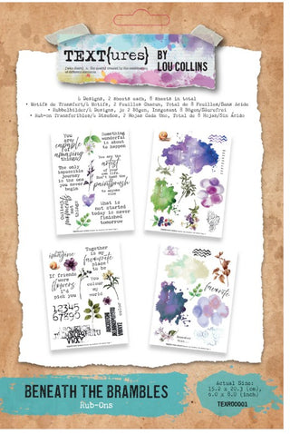 Lou Collins - Beneath the Brambles TEXT(ures) Rub-On Transfer Set