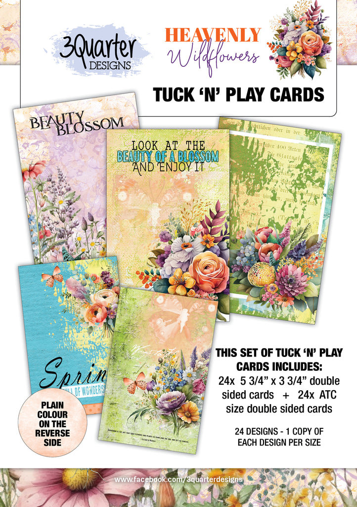 3 Quarter Designs - Heavenly Wildflower-Tuck n’ Play Cards - Scrap Of Your Life 