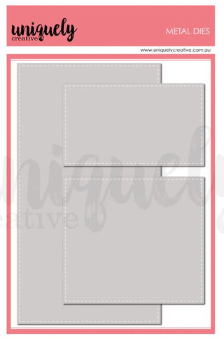 Metal dies with 'uniquely creative' branding on a pink border