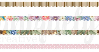 Uniquely Creative Decorative border strip with floral and polka dot patterns on a white background