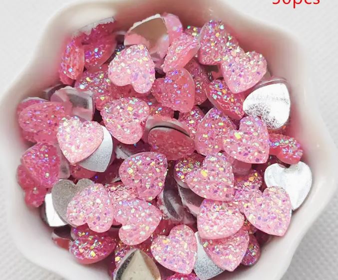 Studio Boutique Valentines Flat Back Resin Heart Cabochons