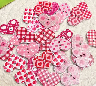 Studio Boutique Valentine Wooden Buttons Hearts - Scrap Of Your Life 
