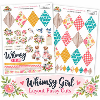 Whimsy Girl 12x12 Layout Fussy Cuts