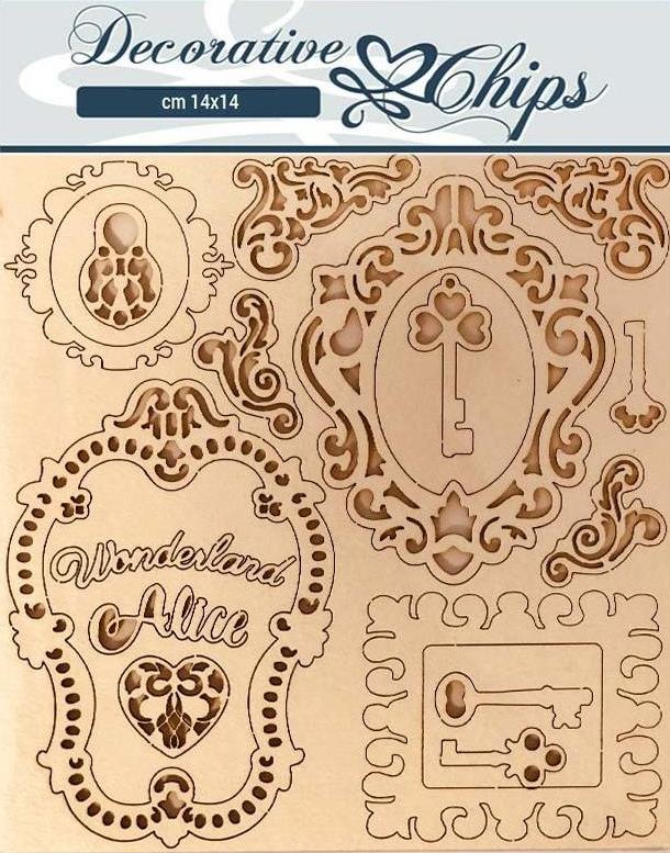 Stamperia Decorative Chips - Alice Keys and Frames