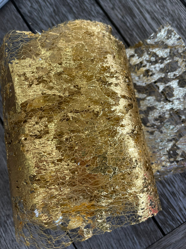 Gold Mesh Patterned Fabric / Trim - Scrap Of Your Life 