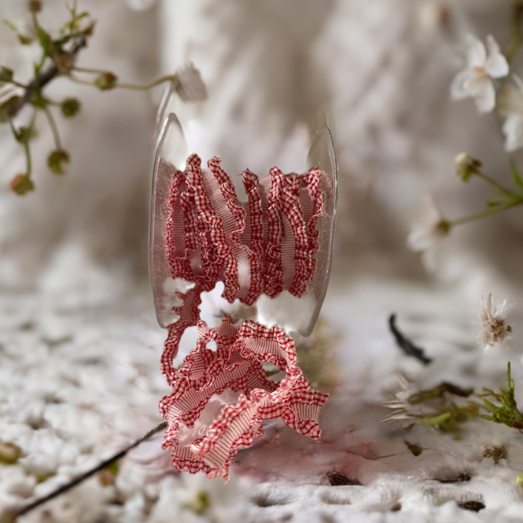 Ribbon - Red and White Ruffles Gingham - Scrap Of Your Life 