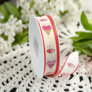 Barama Ribbon - Natural Hearts Ribbon - Pink/Red - Scrap Of Your Life 