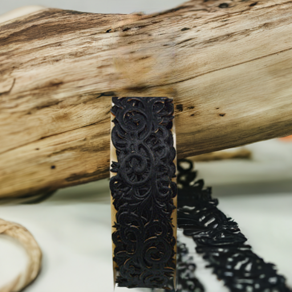 Barama Ribbon - Filigree Trim Black - Scrap Of Your Life 