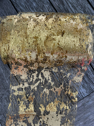 Gold Mesh Patterned Fabric / Trim - Scrap Of Your Life 