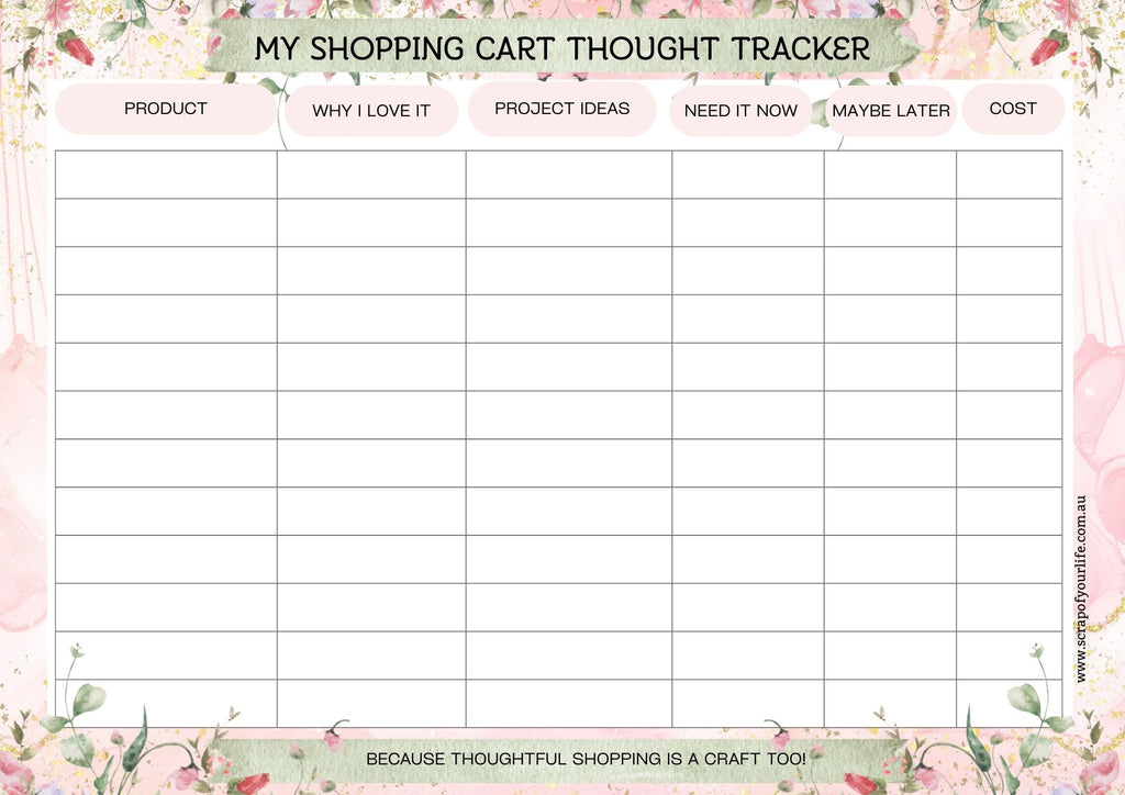 My Shopping Cart Thought Tracker - Scrap Of Your Life 