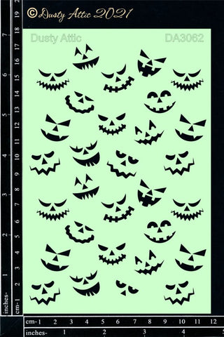 Dusty Attic Stencil - Spooky Faces - Scrap Of Your Life 
