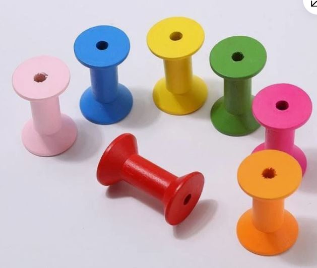 Empty Wooden Thread Spools Painted
