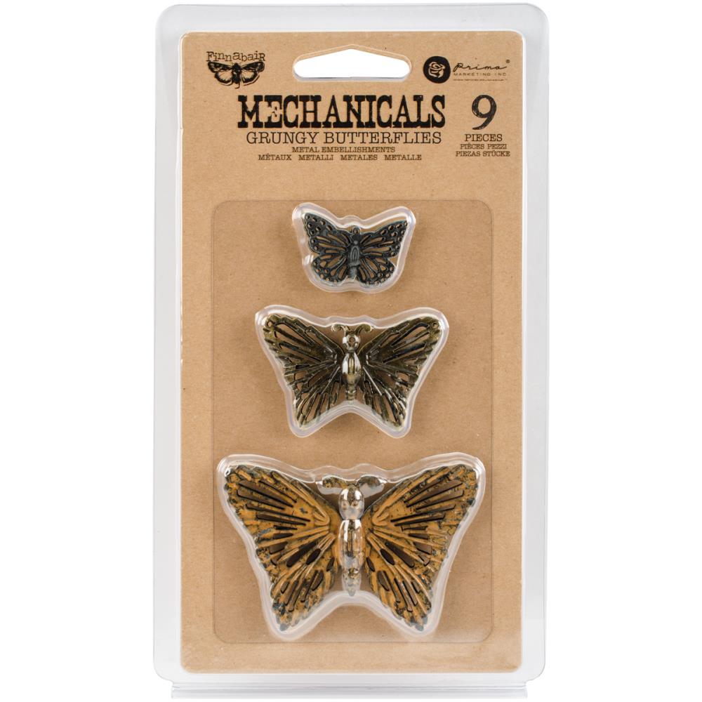 Finnabair Mechanicals Metal Embellishments Grungy Butterflies - Scrap Of Your Life 